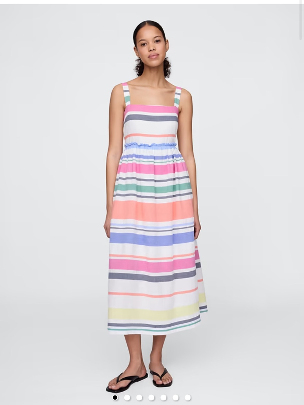 GAP Multicolor Striped Maxi Sundress - Blue, Coral, Yellow, Purple Medium